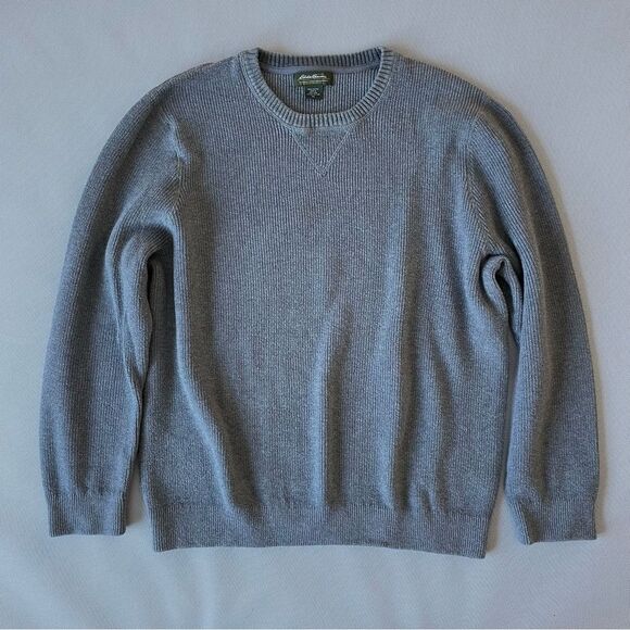 Eddie Bauer Gray Knit Crewneck Heavyweight Cotton Sweater Men’s Size XXL - Picture 1 of 9